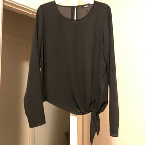 New w/Tag Express Solid Knot Hem Blouse Black XXS